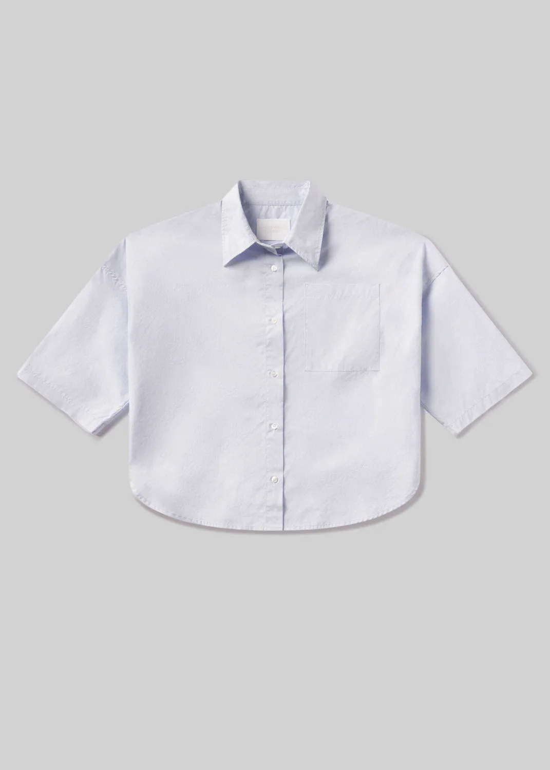 Frances Cropped Cape Button Up
In Baby Blue - 1