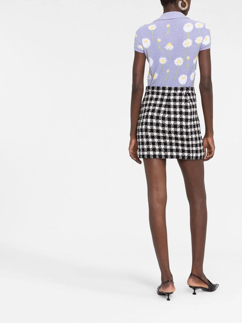 herringbone-pattern print mini skirt - 4