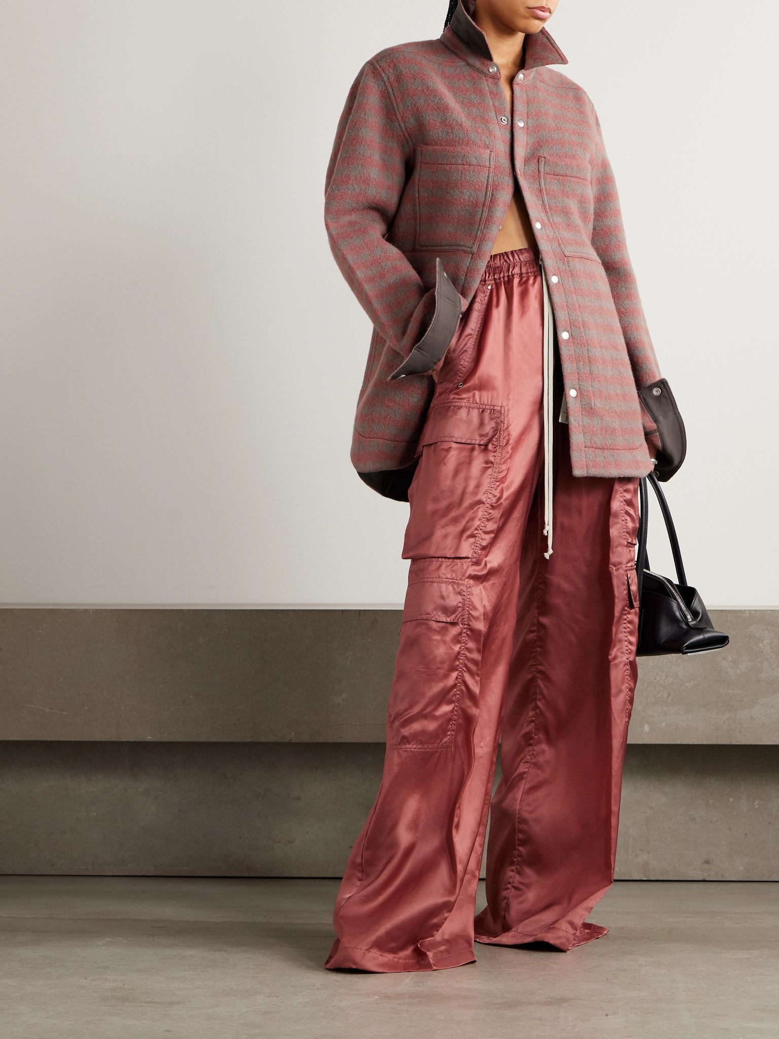 Checked wool-felt jacket Antique rose - 2