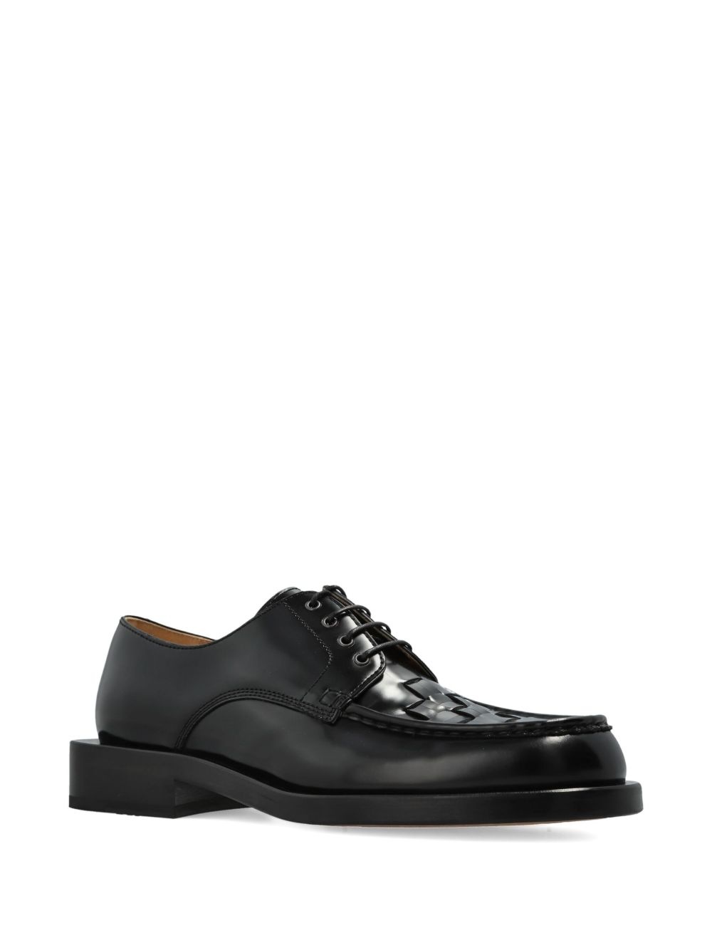 woven leather lace-up shoes - 2