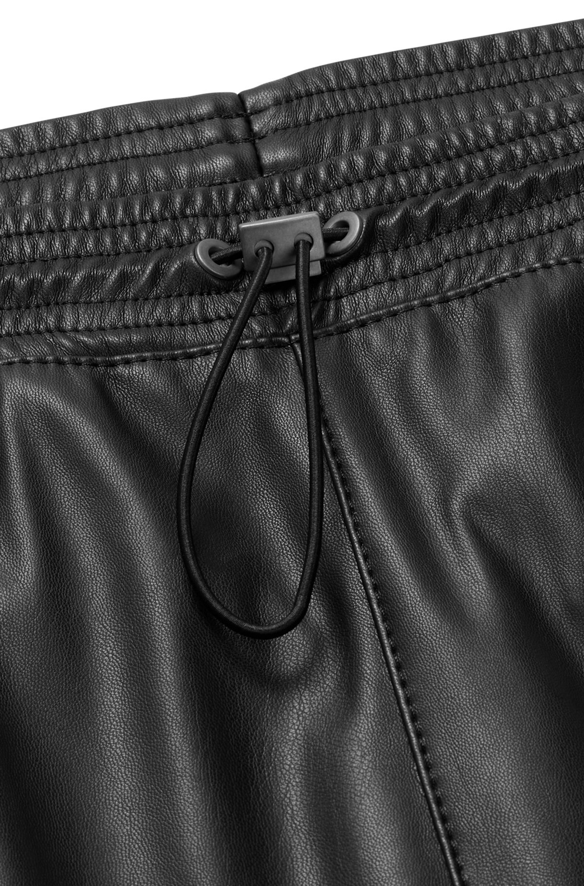 FAUX-LEATHER TRACKSUIT BOTTOMS WITH FRAMED LOGO - 6