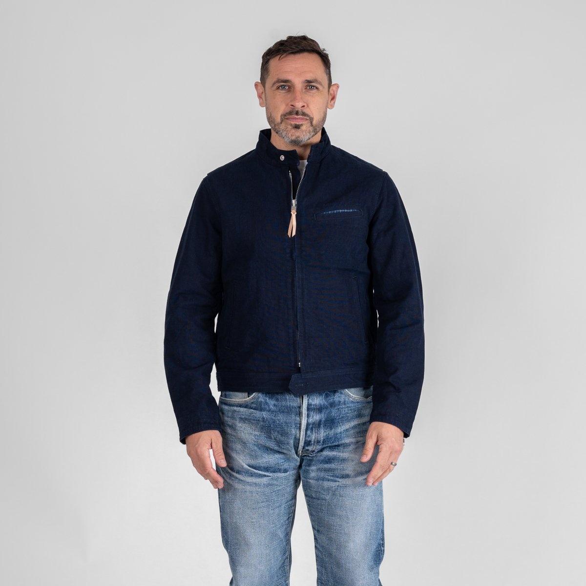 IHJ-135-IND 13oz Oxford Cloth Riders Jacket - Indigo - 2