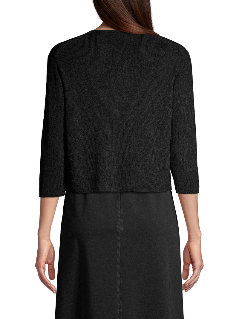 Women's Open-Front Cropped Cardigan - Black 5