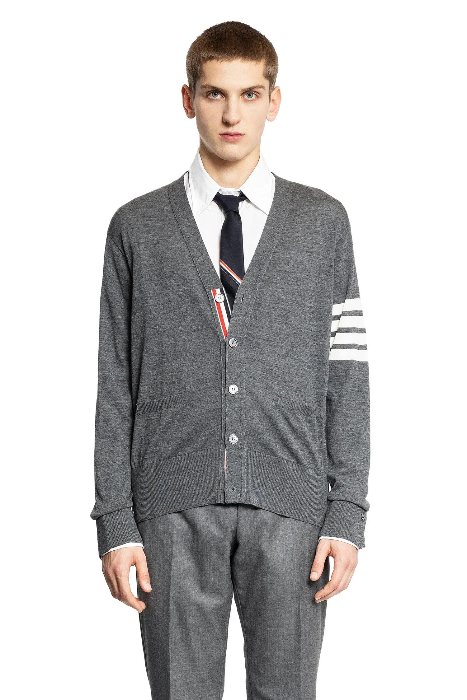THOM BROWNE MAN GREY KNITWEAR - 1