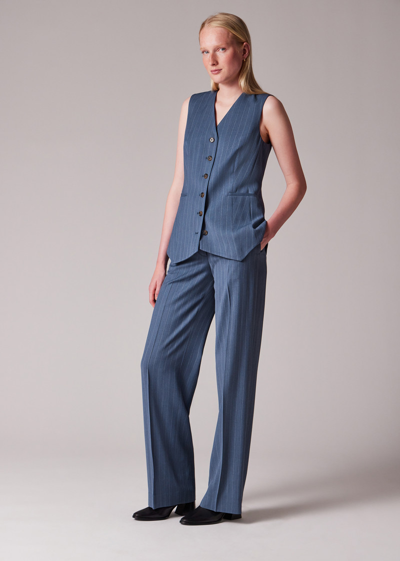 Women's Slate Blue Viscose-Wool Waistcoat 6