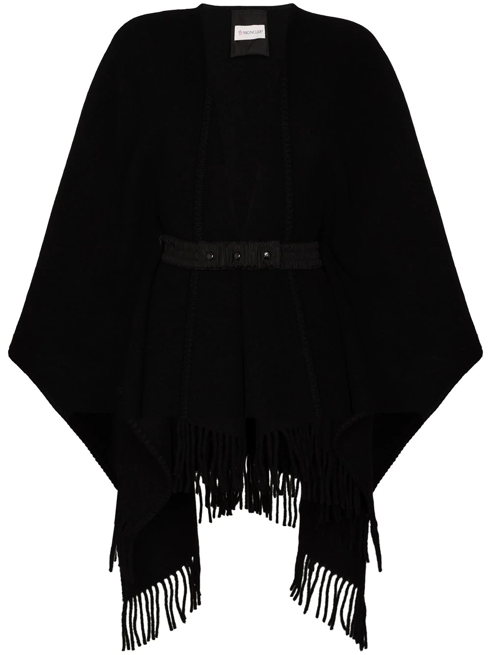 belted-waist wool poncho - 1