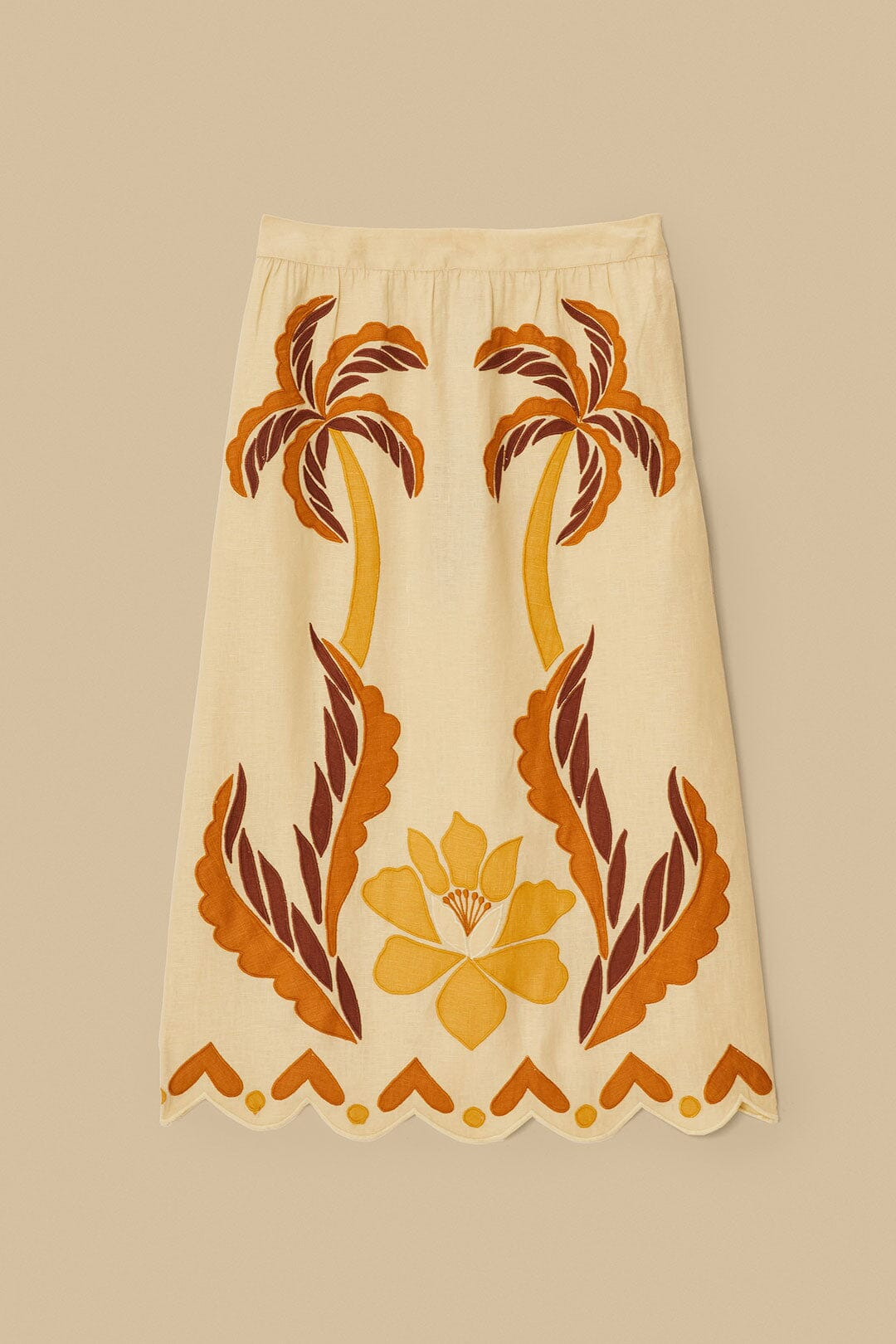 Sand Summer Cutwork Euroflax™ Premium Linen Skirt - 4