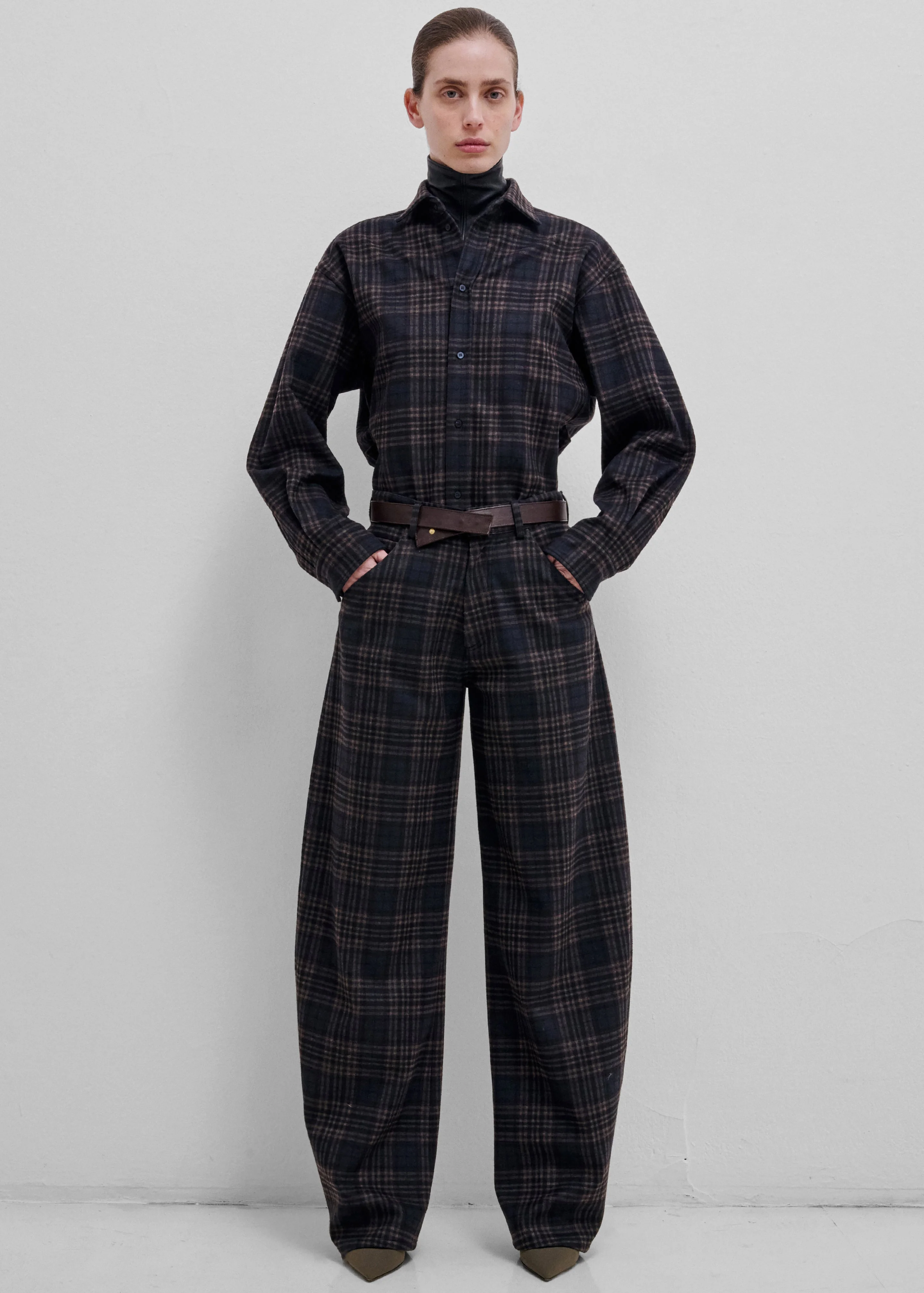 Darkpark Khris Tartan Check Barrel Leg Pants - Blue/Grey/Red - 1