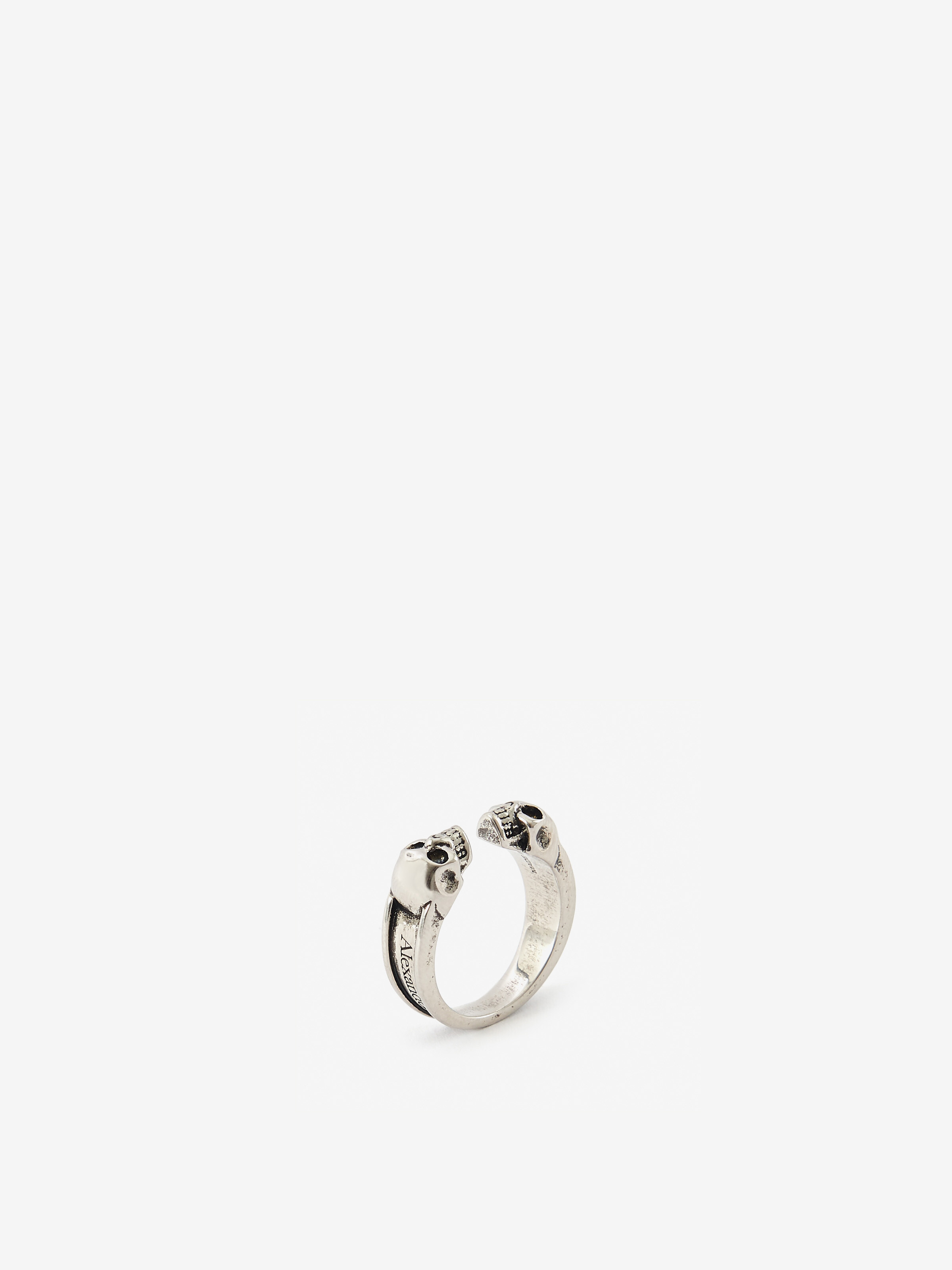 Men's Twin Skull Ring in Silver - 3