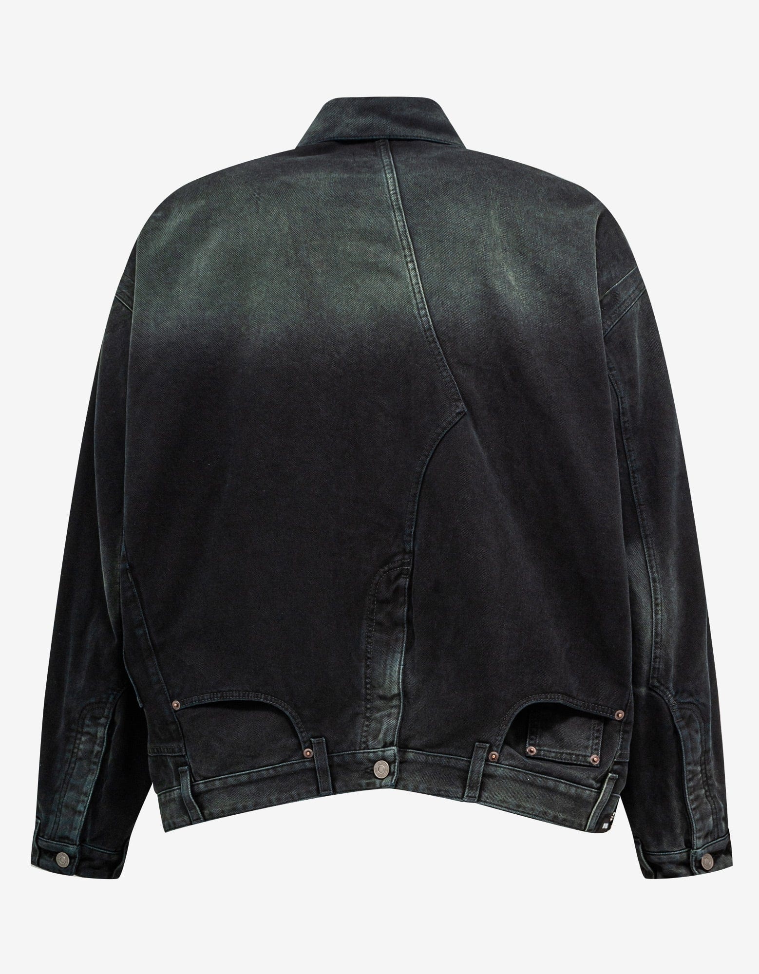 Black Deconstructed Denim Jacket - 2