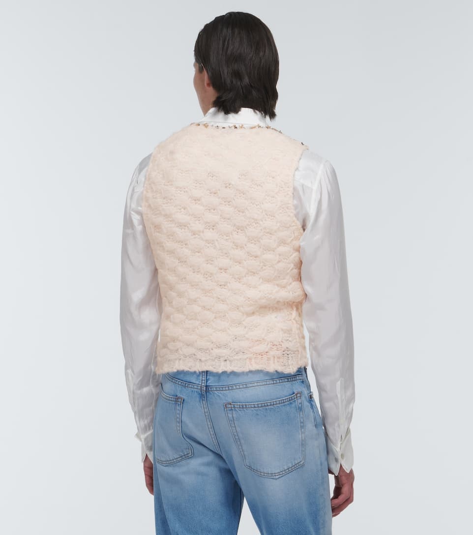 Distressed crochet sweater vest - 4