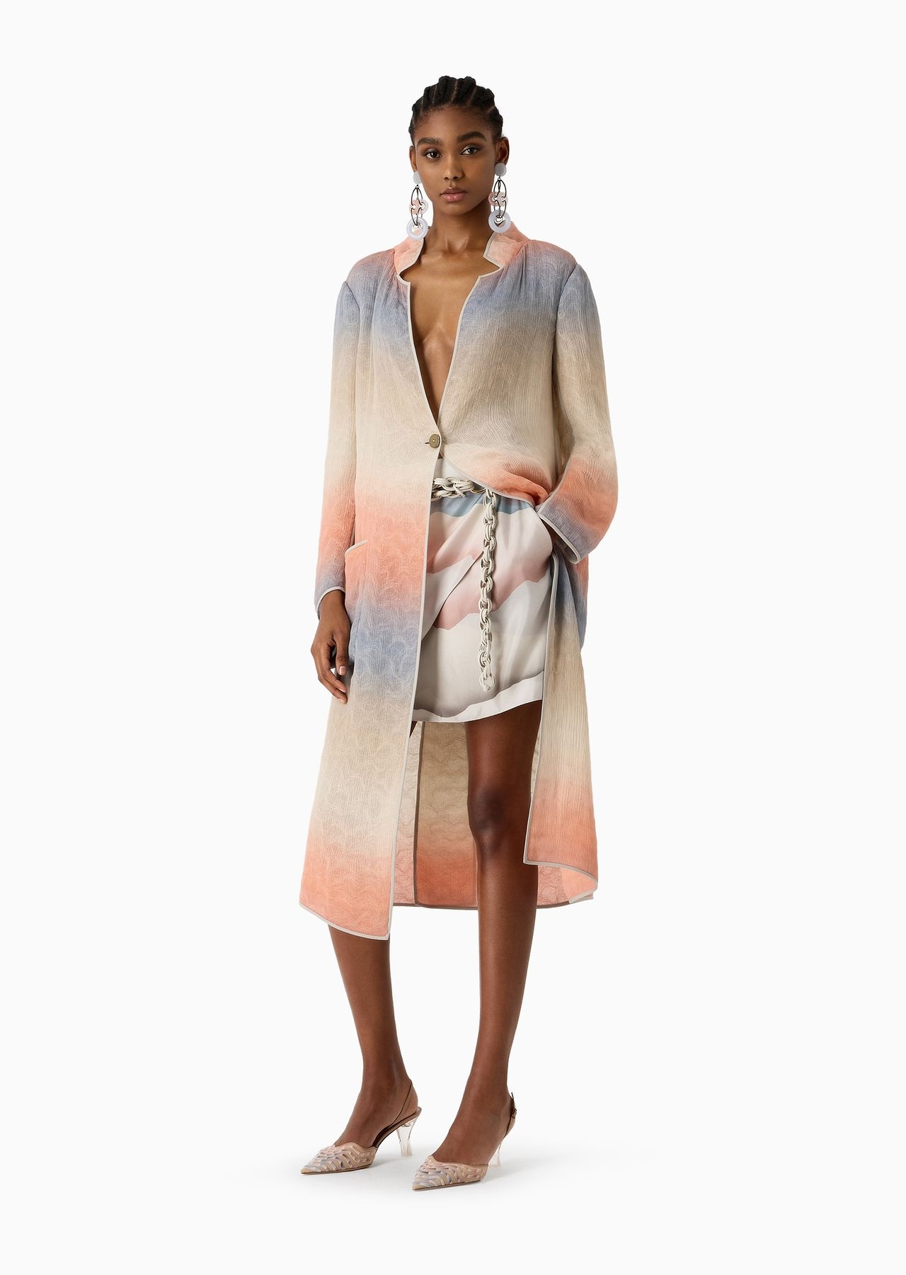Long, gradient silk-blend duster coat - 4