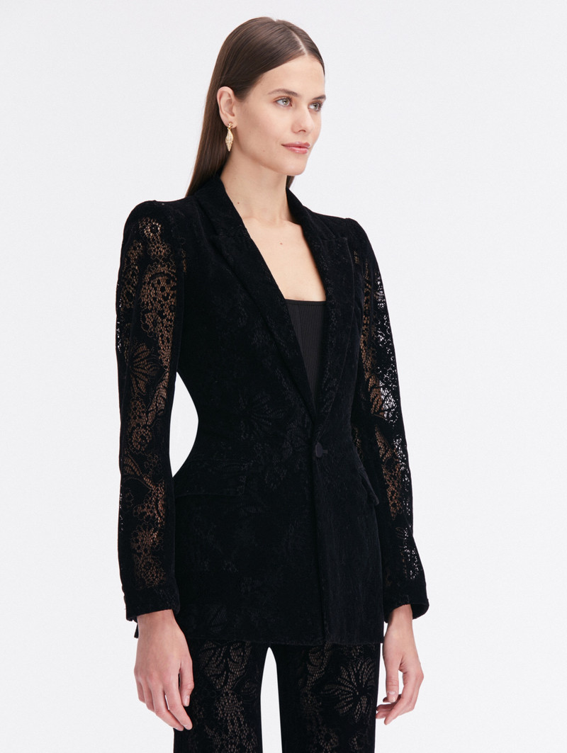 FLOCKED FLORAL LACE BLAZER 5