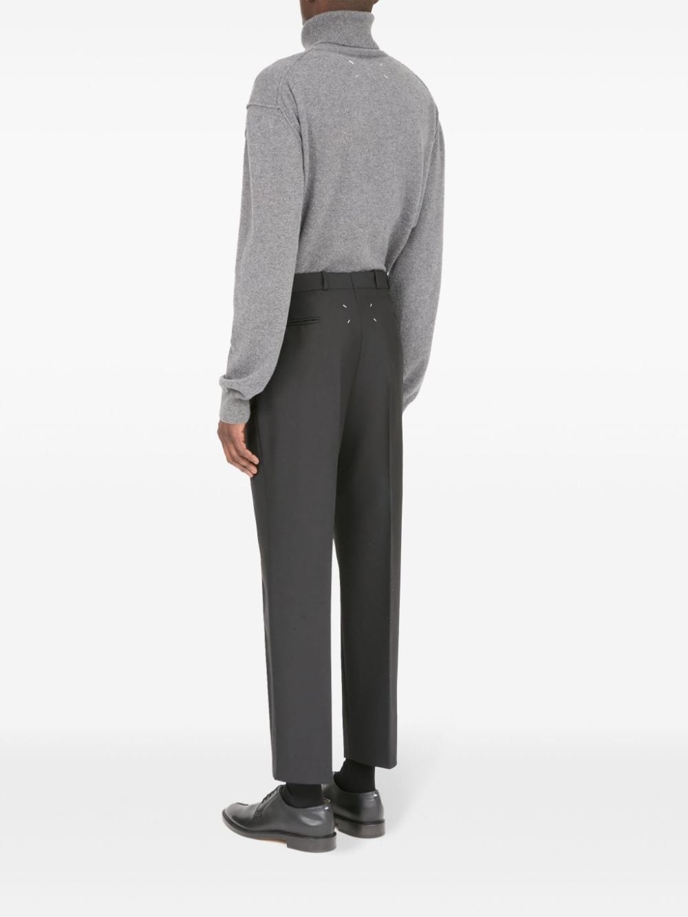four-stitch wool-blend trousers - 5