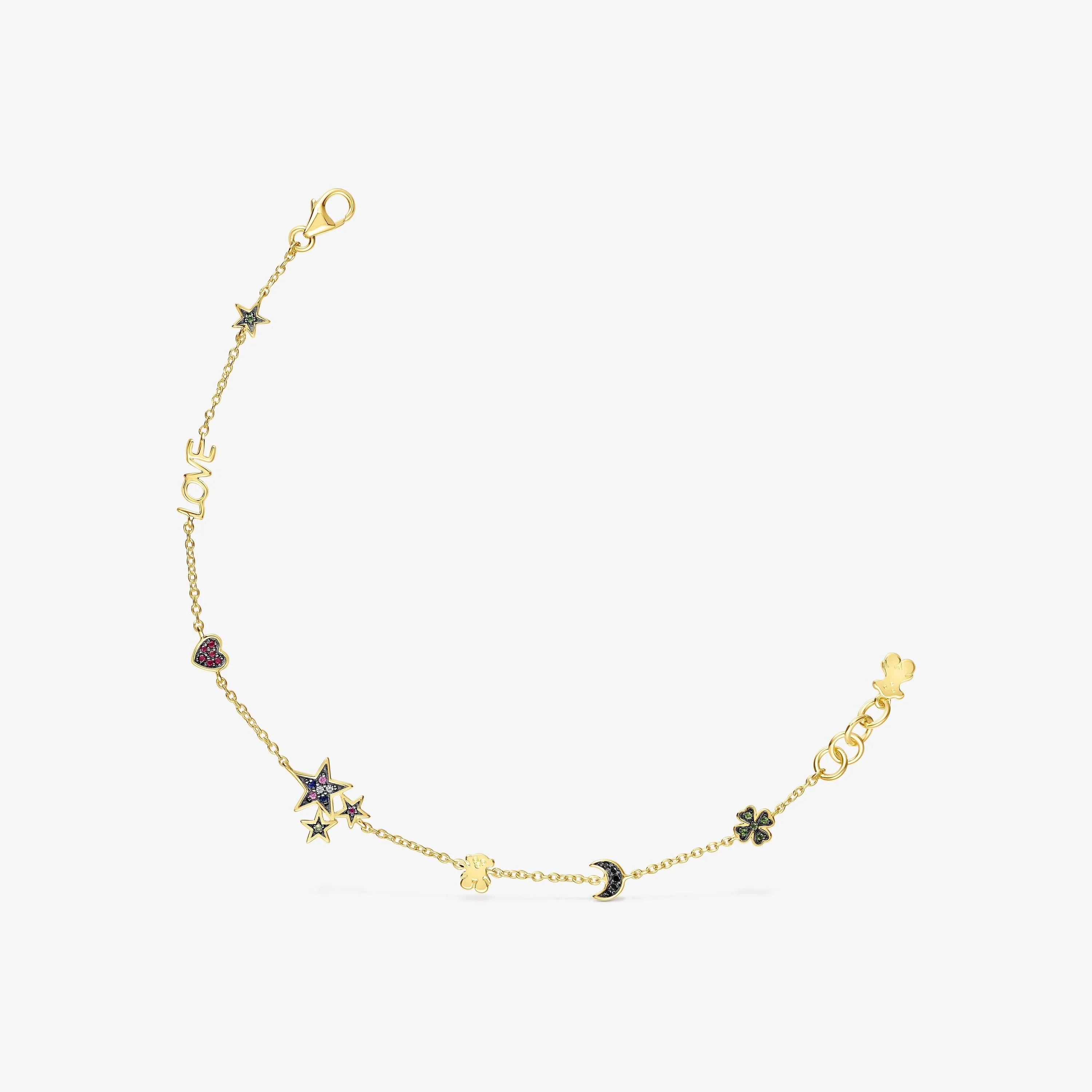 Silver Vermeil Teddy Bear Bracelet with Gemstones - 1