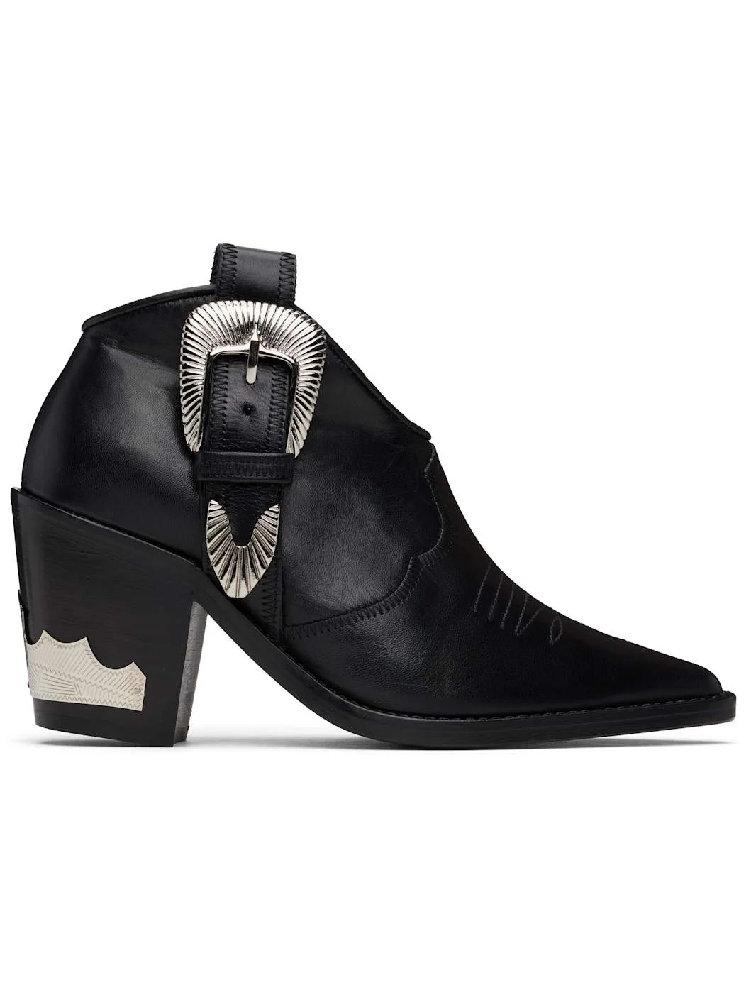 Black Western Style Ankle Boots - 1