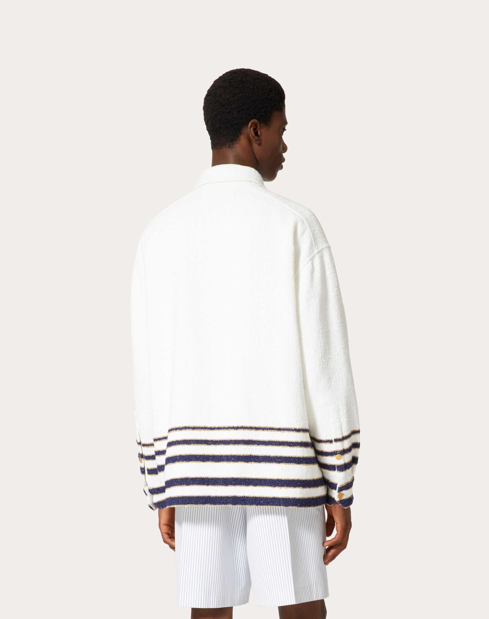 VISCOSE AND COTTON TWEED JACKET WITH VLOGO SIGNATURE PATCH - 4