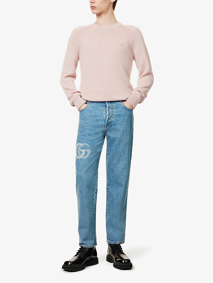 GUCCI Cropped straight-leg mid-rise denim jeans | selfridges