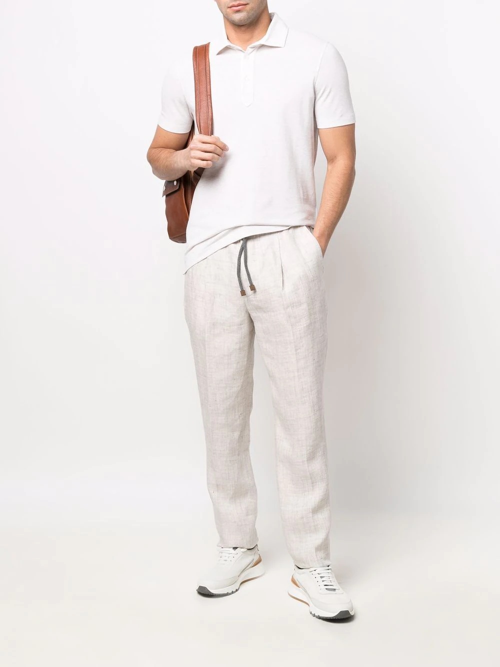 drawstring linen trousers - 2