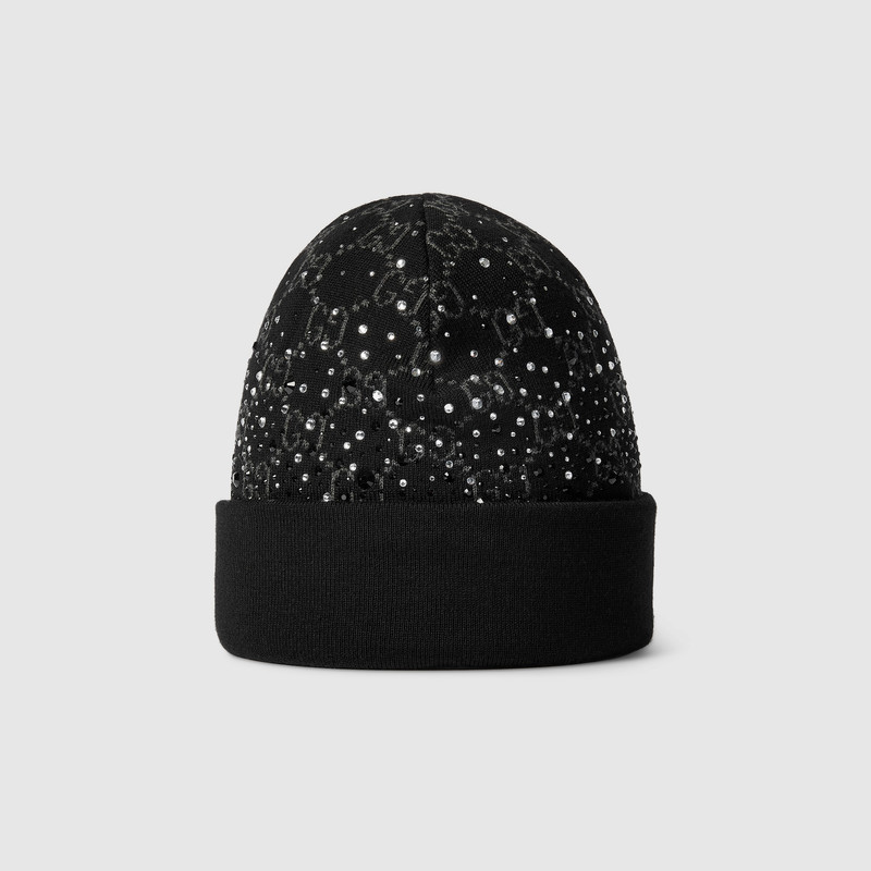 GUCCI GG wool beanie hat with crystals outlook