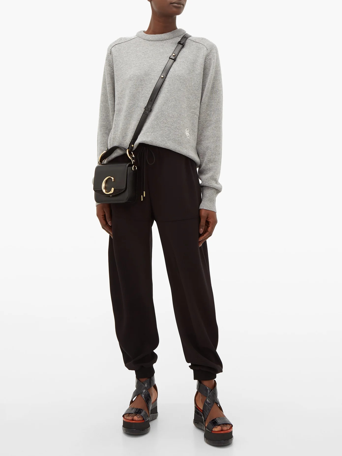 Tapered-leg crépe track pants - 2