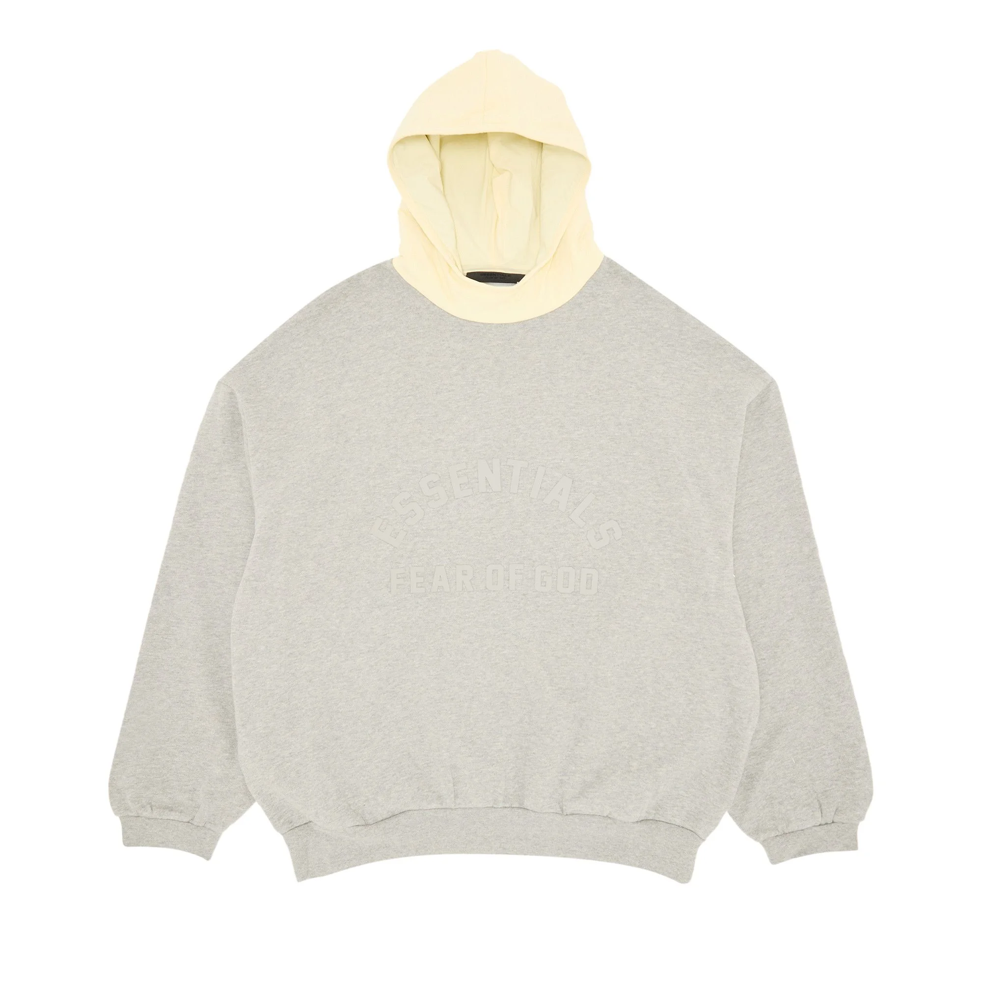 Fear of God Essentials Nylon Fleece Hoodie 'Dark Heather Oatmeal/Garden Yellow' - 1