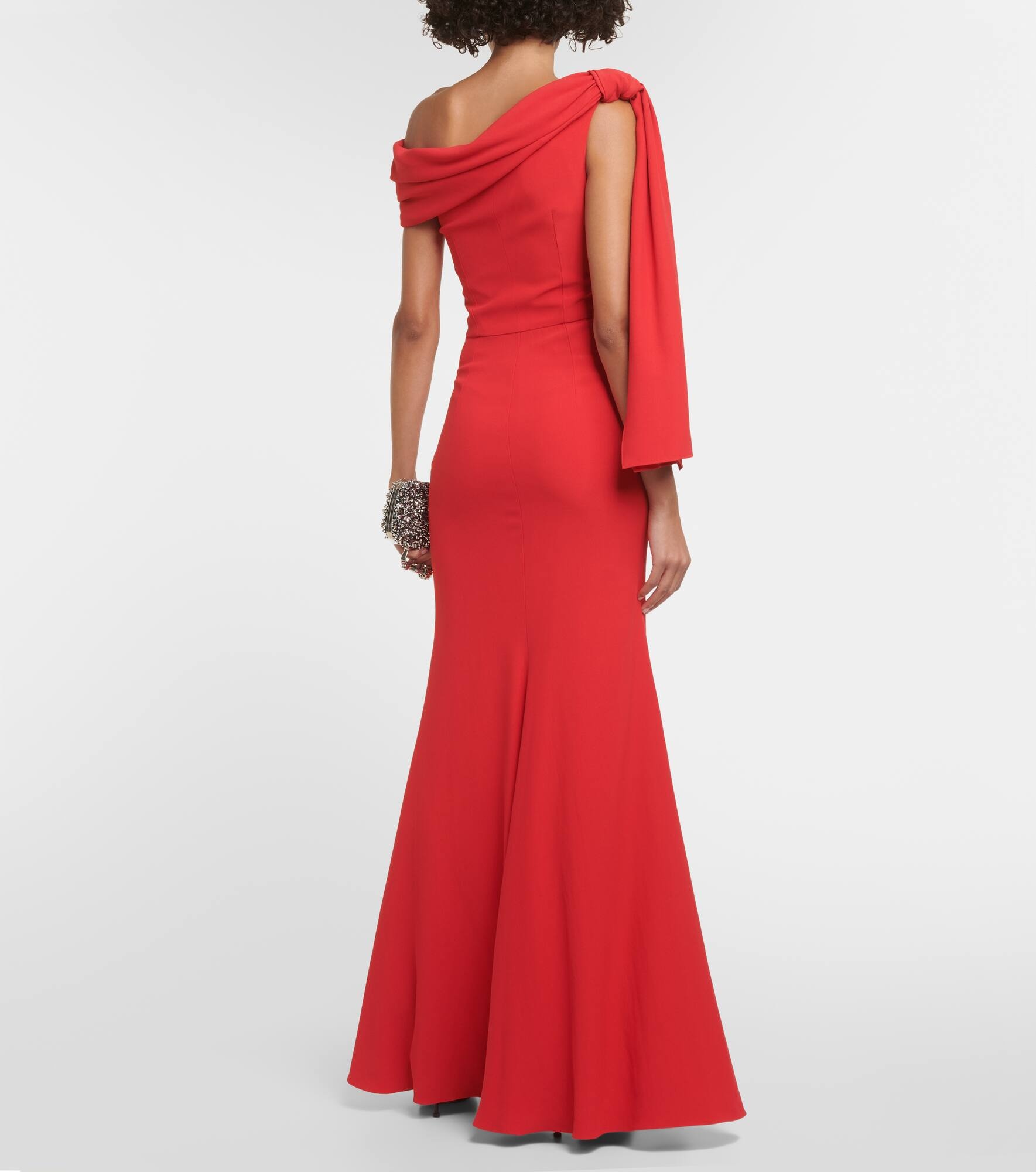 One-shoulder draped crêpe gown - 3