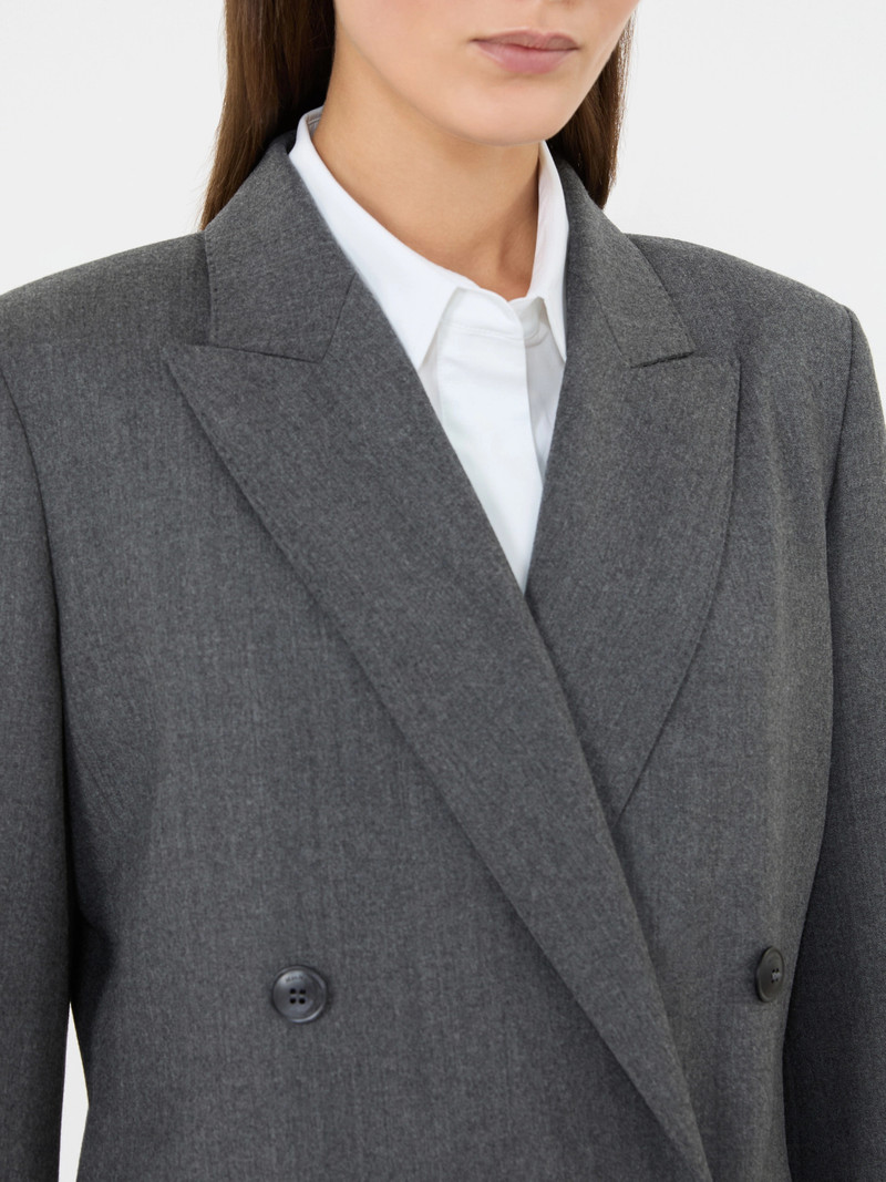 SCENICO Double-breasted wool flannel blazer - MEDIUM GREY 5