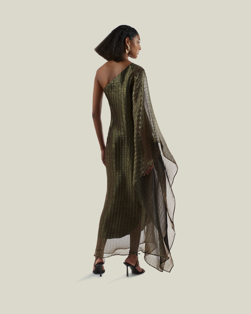 Betsy Metallic Dress in Brass 3