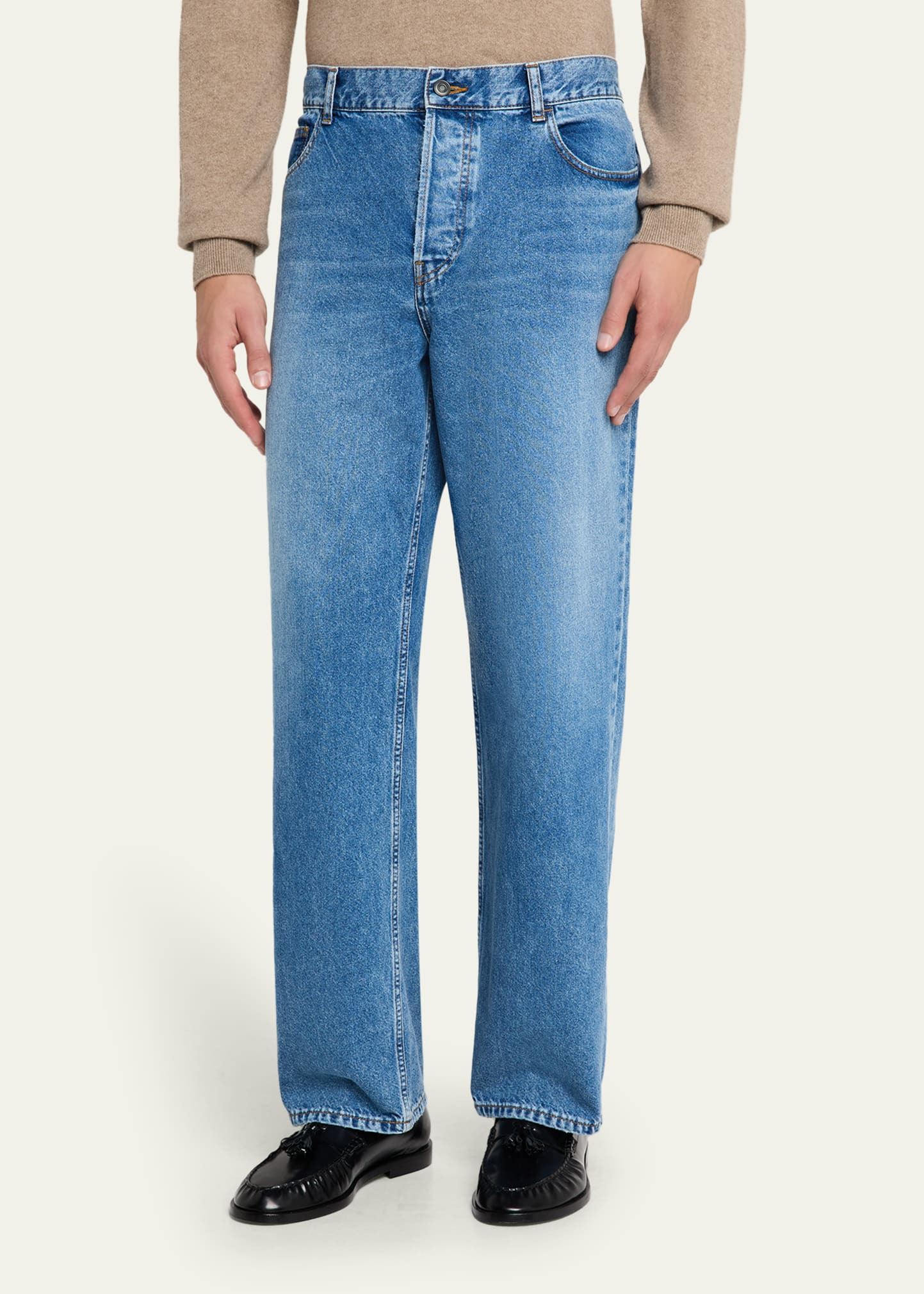 Men's Straight Fit Medium-Wash Denim Jeans - 4