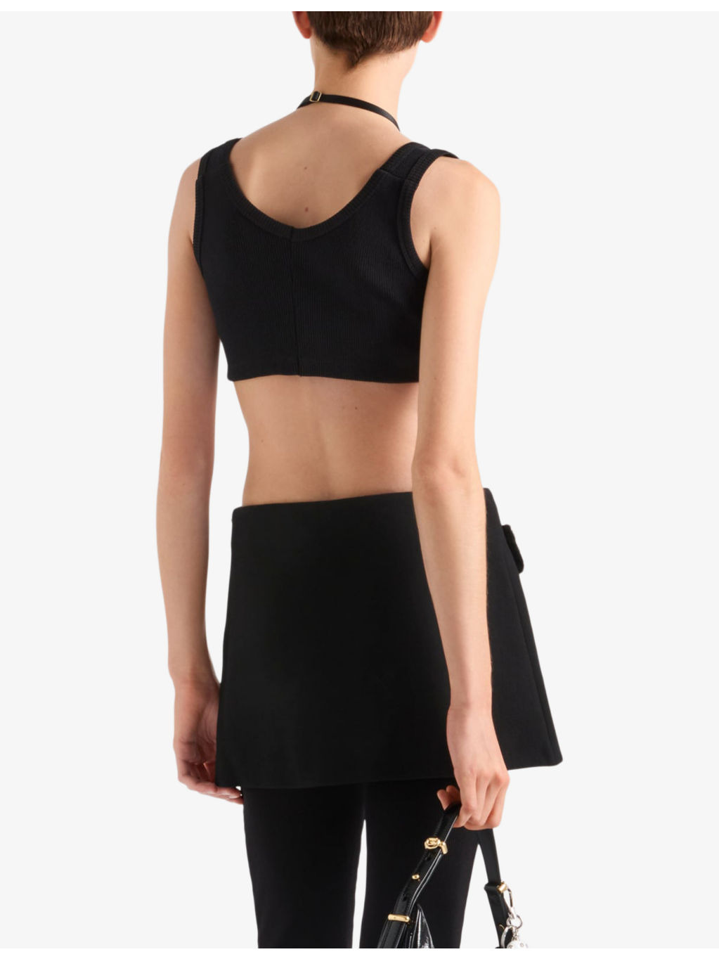 Logo-plaque cropped cotton-jersey tank top - 3
