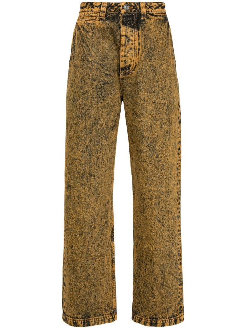 marble-dyed tapered jeans 1