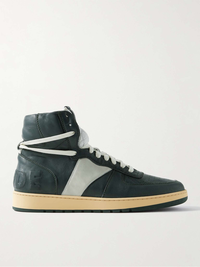 Rhecess Logo-Appliquéd Distressed Leather High-Top Sneakers - 1