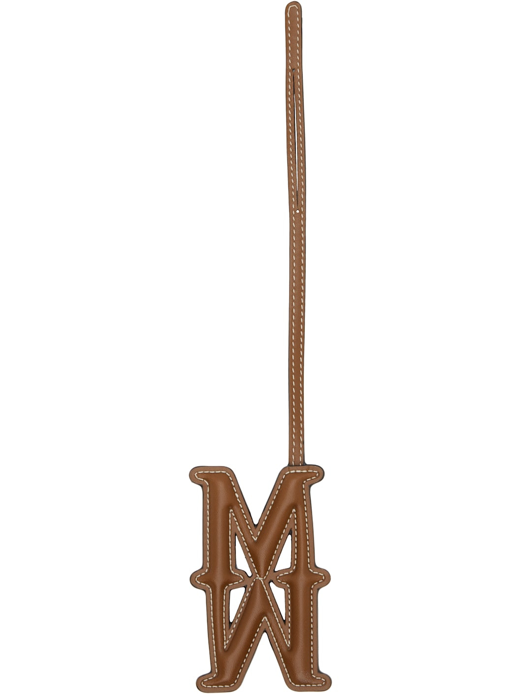 Brown Leather Monogram Keychain - 2