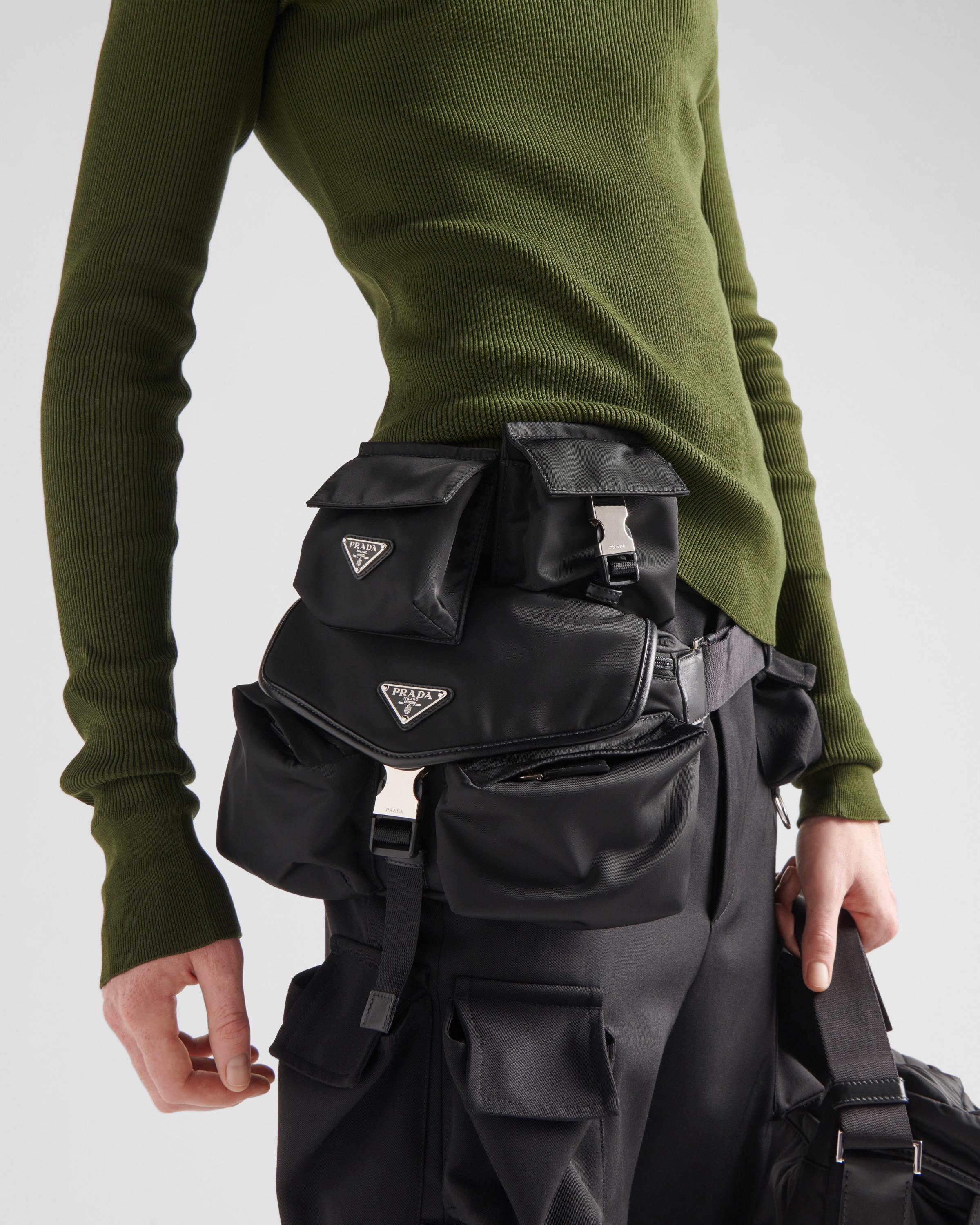 Re-Nylon and leather shoulder bag - 2