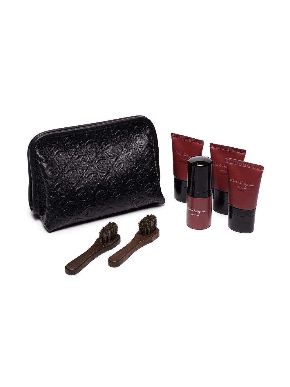 Gancini Embossed Leather shoe care set - 1