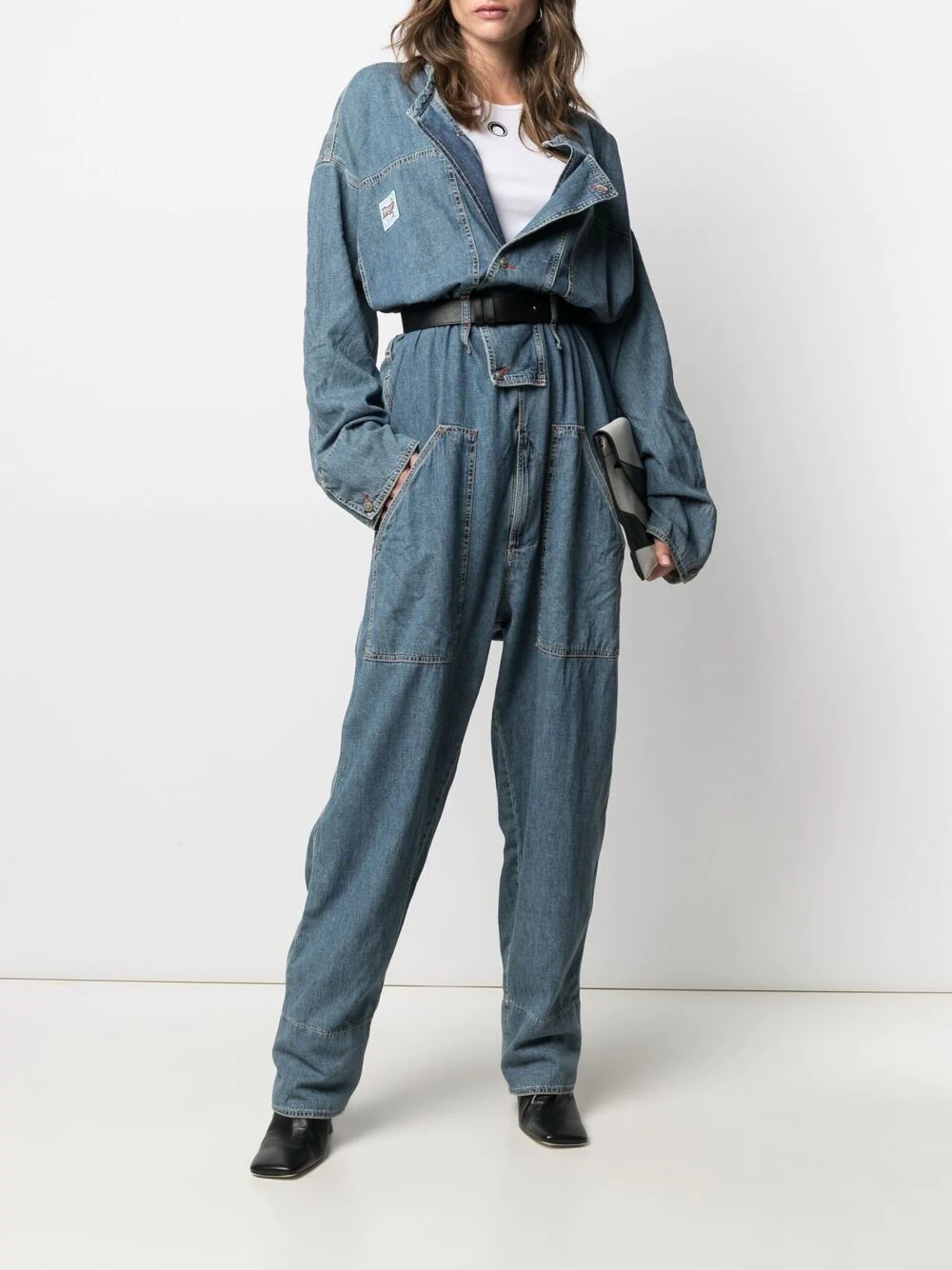 long-sleeve denim overall - 3