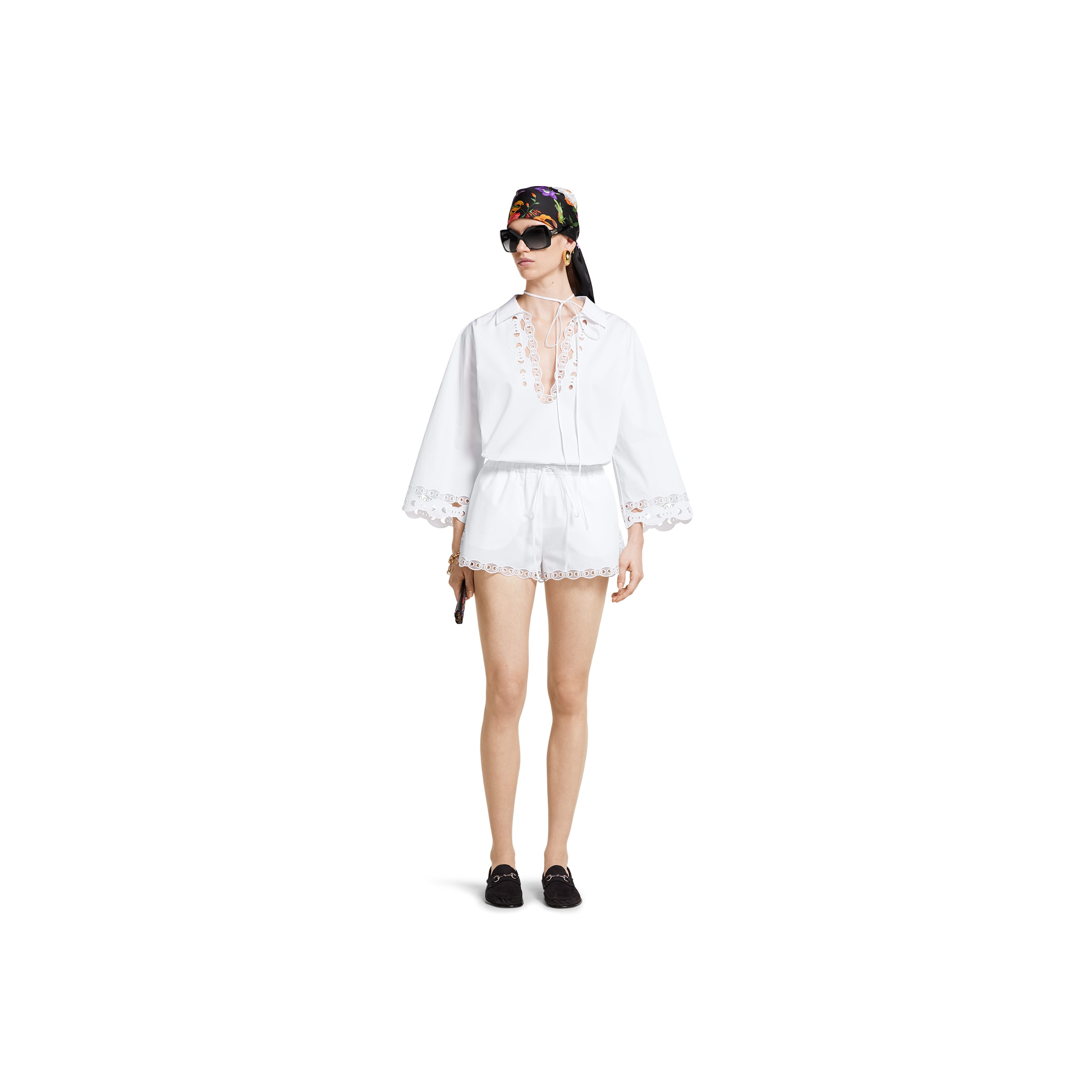 Cotton poplin shirt with embroidery - 2