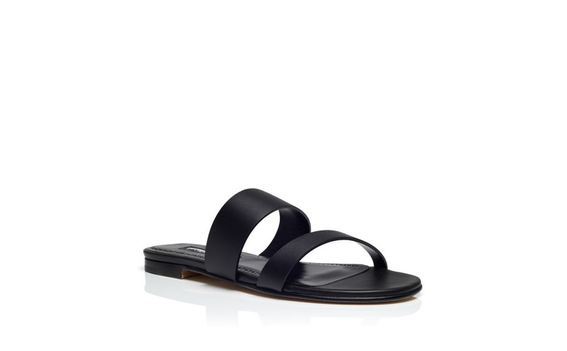 Black Calf Leather Flat Sandals 3
