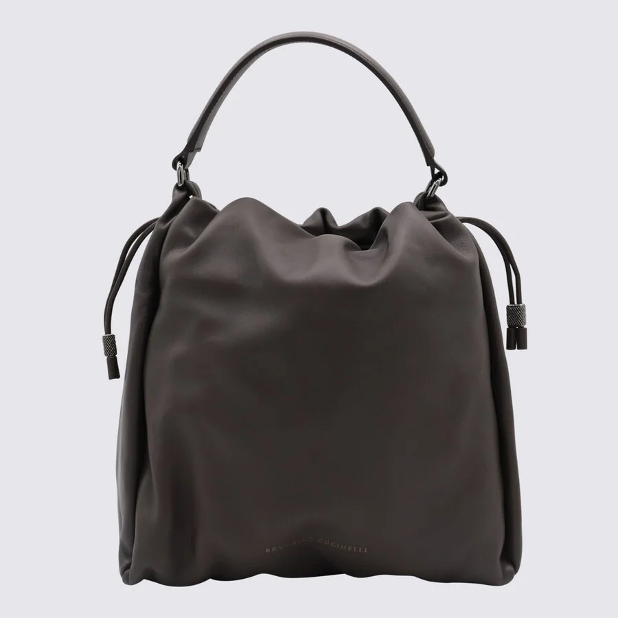 Brunello Cucinelli Dark Grey Leather Crossbody Bag - 1