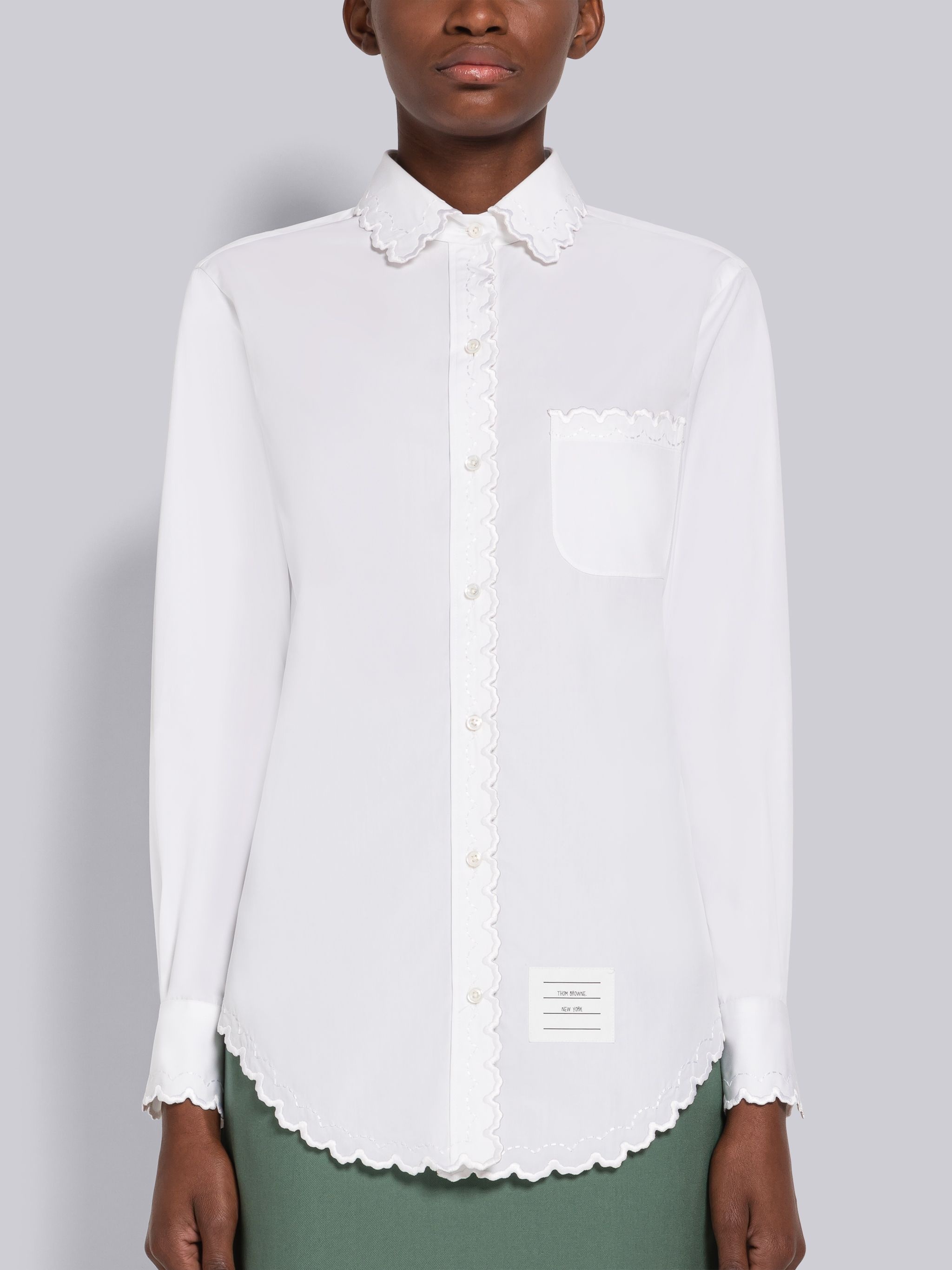 Poplin Scalloped Round Collar Shirt - 3
