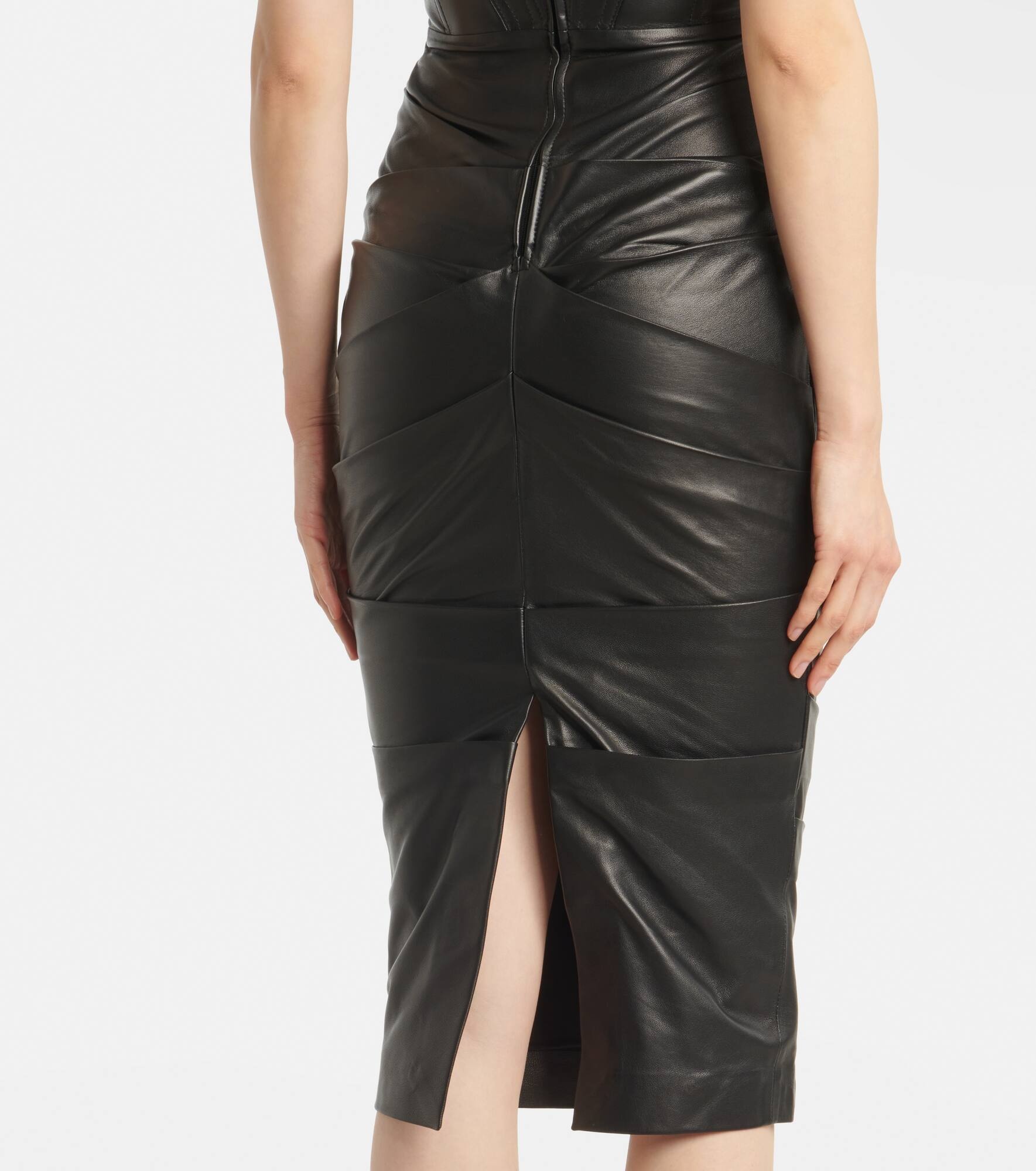 Ruched leather midi dress - 6