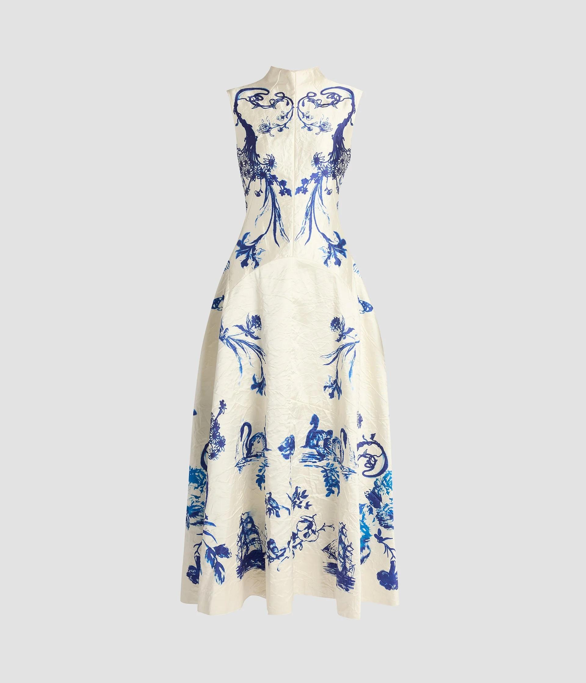 TEXTURED SATIN SLEEVELESS MIDI DRESS - 1