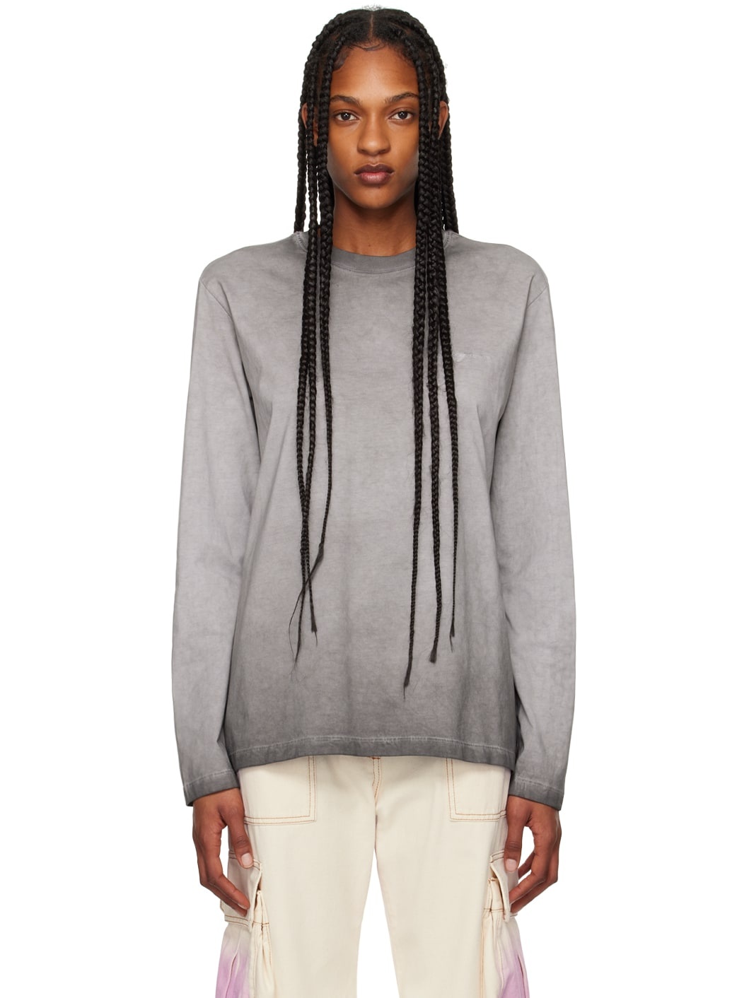 Gray Faded Long Sleeve T-Shirt - 1