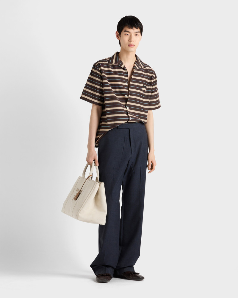 Prada Striped cotton and silk bowling shirt outlook