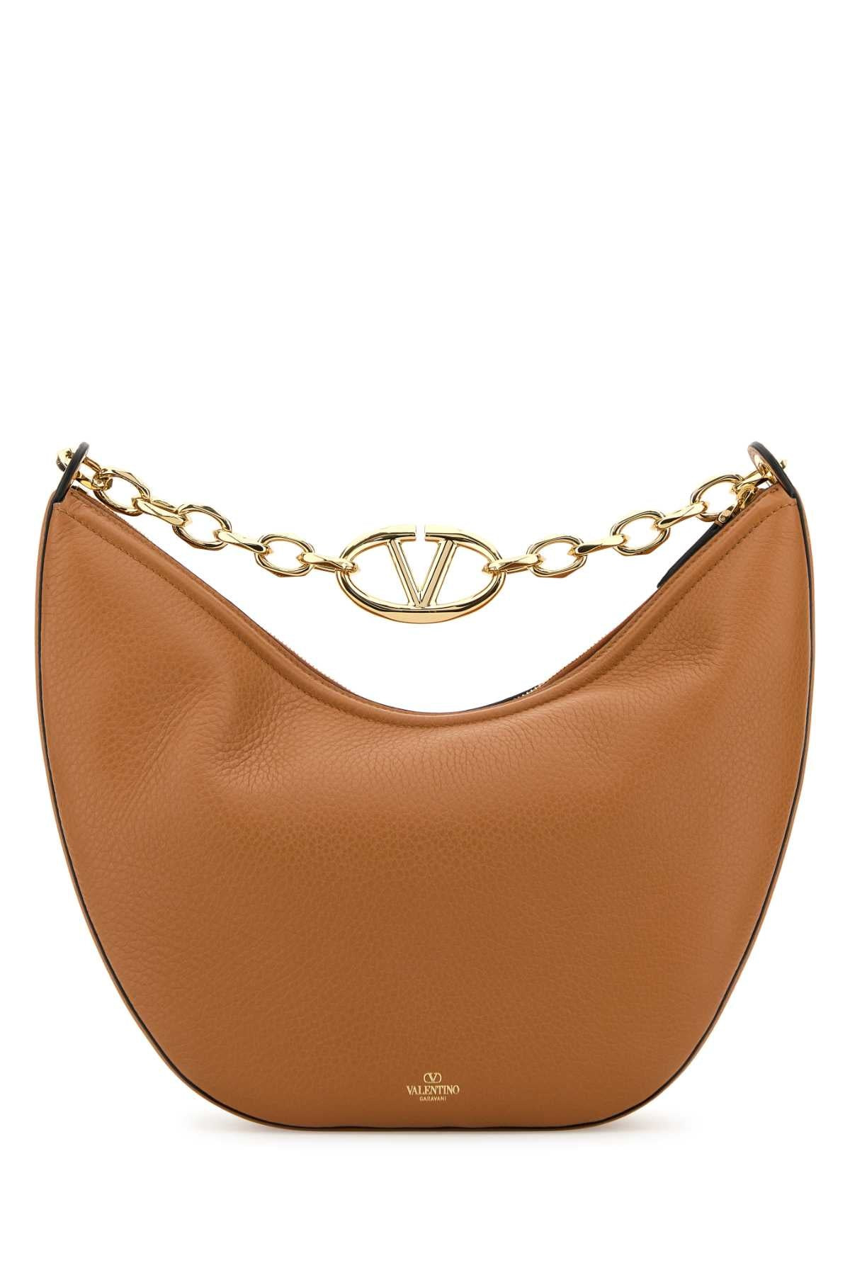 Valentino Garavani Women Camel Leather Medium Hobo Vlogo Moon Handbag - 3