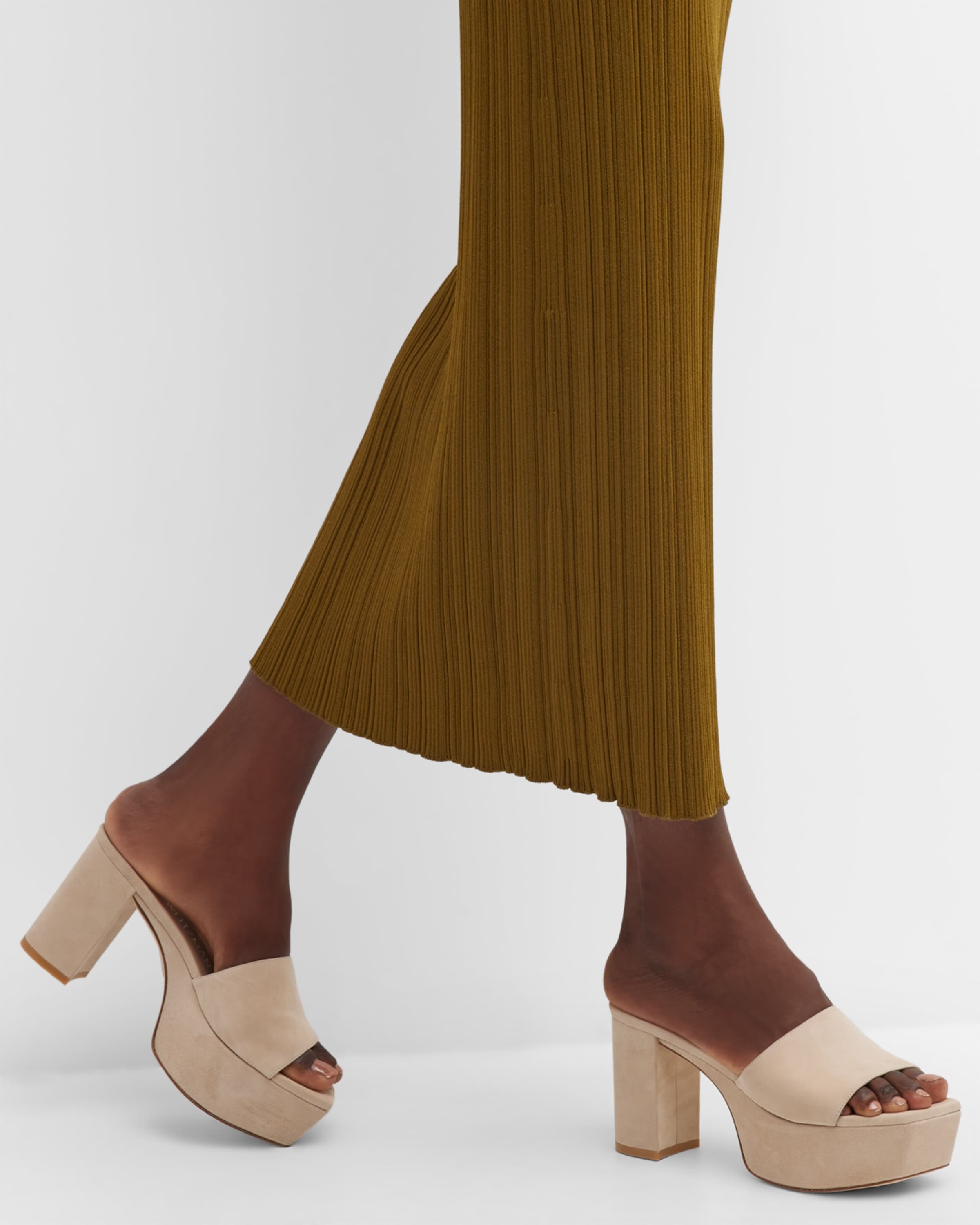 Square High Suede Platform Sandals - 2