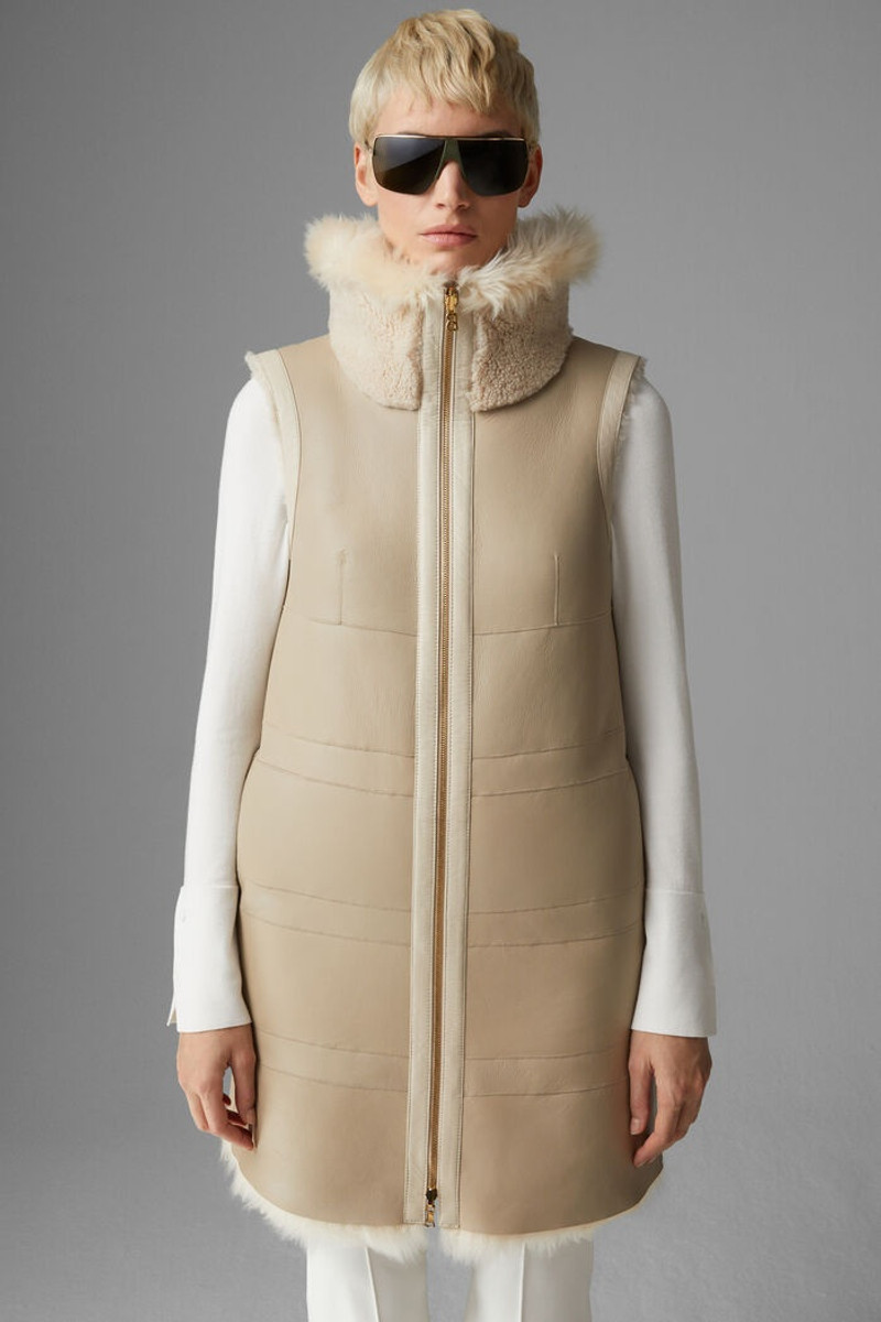 Lima Reversible lambskin waistcoat in Beige 6