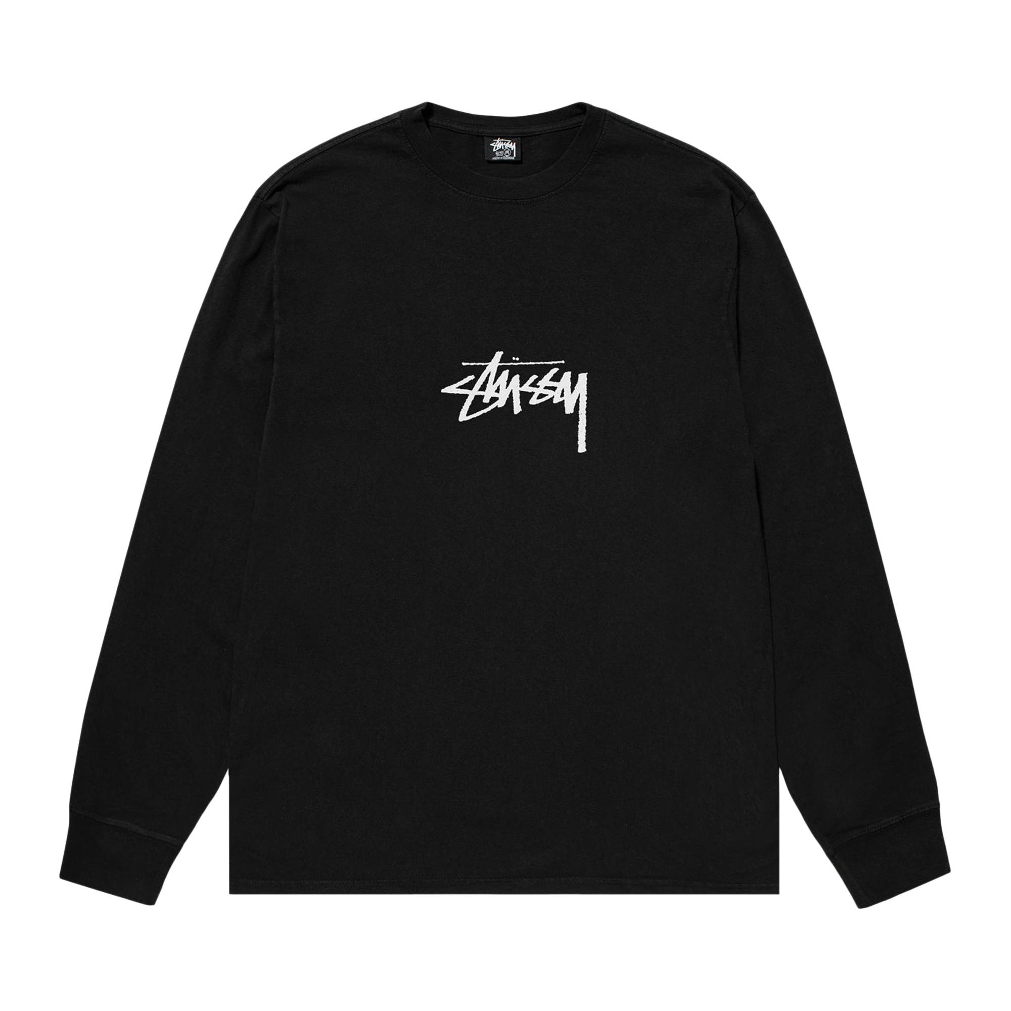 Stussy Pigment Dyed Small Stock Long-Sleeve Tee 'Black' - 1