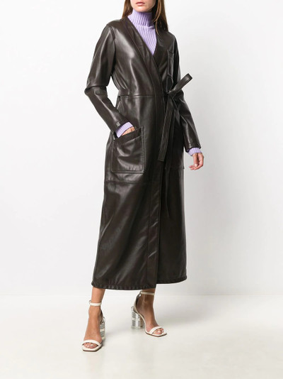 MM6 Maison Margiela leather asymmetric belted trench coat outlook